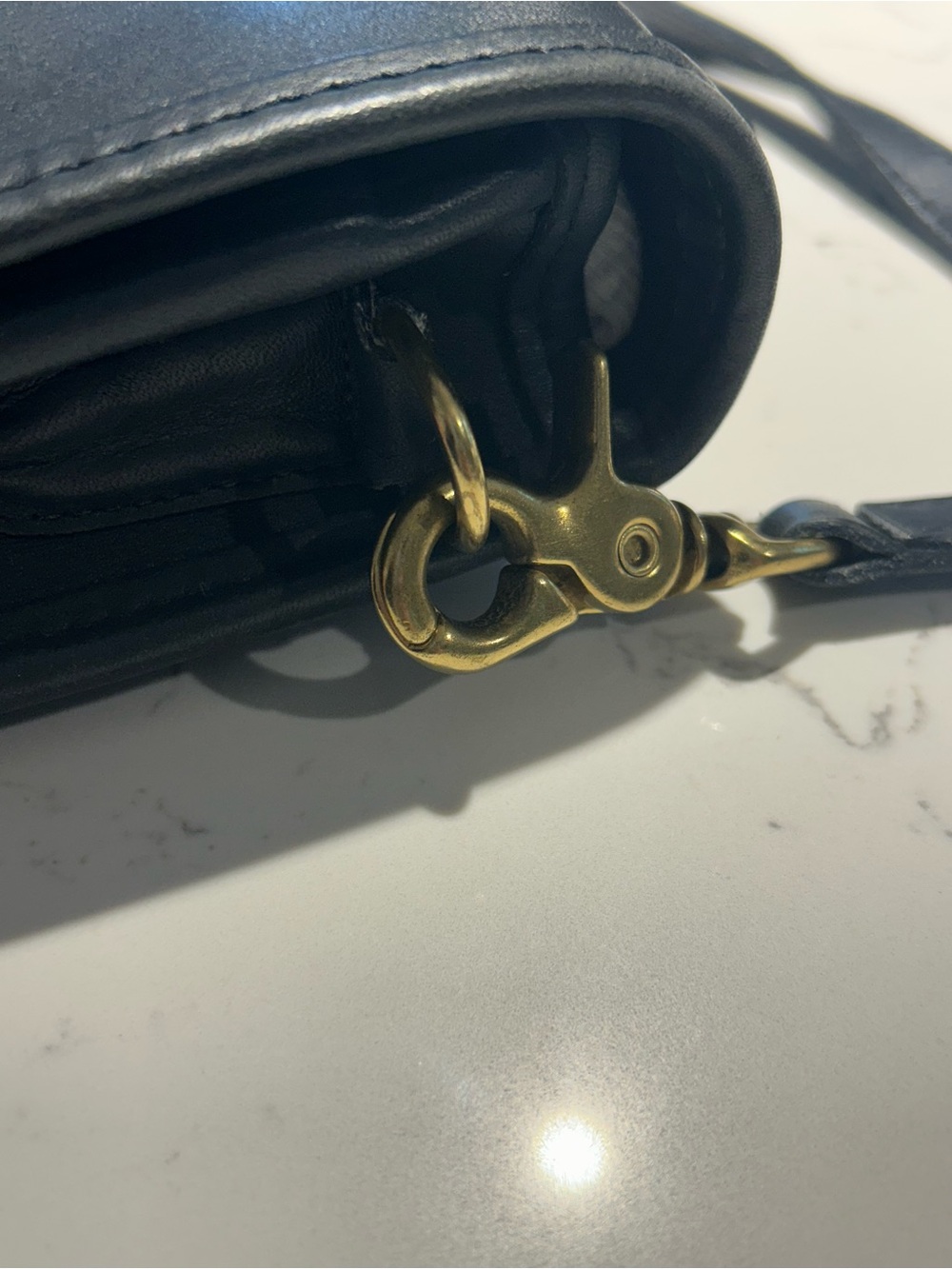 Vintage COACH Penny Pocket Purse 9755 Navy Blue Leather Crossbody Bag - Picture 7 of 7
